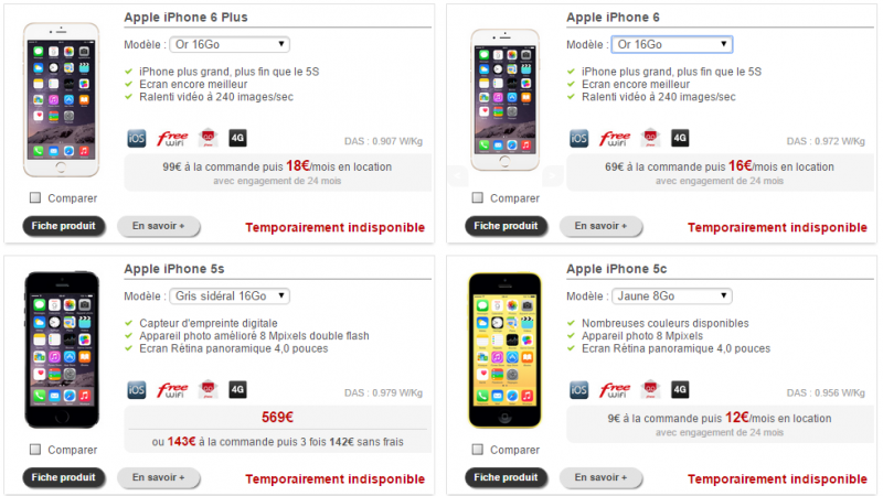 De nombreux iPhone sont aux abonnés absents sur la boutique Free Mobile