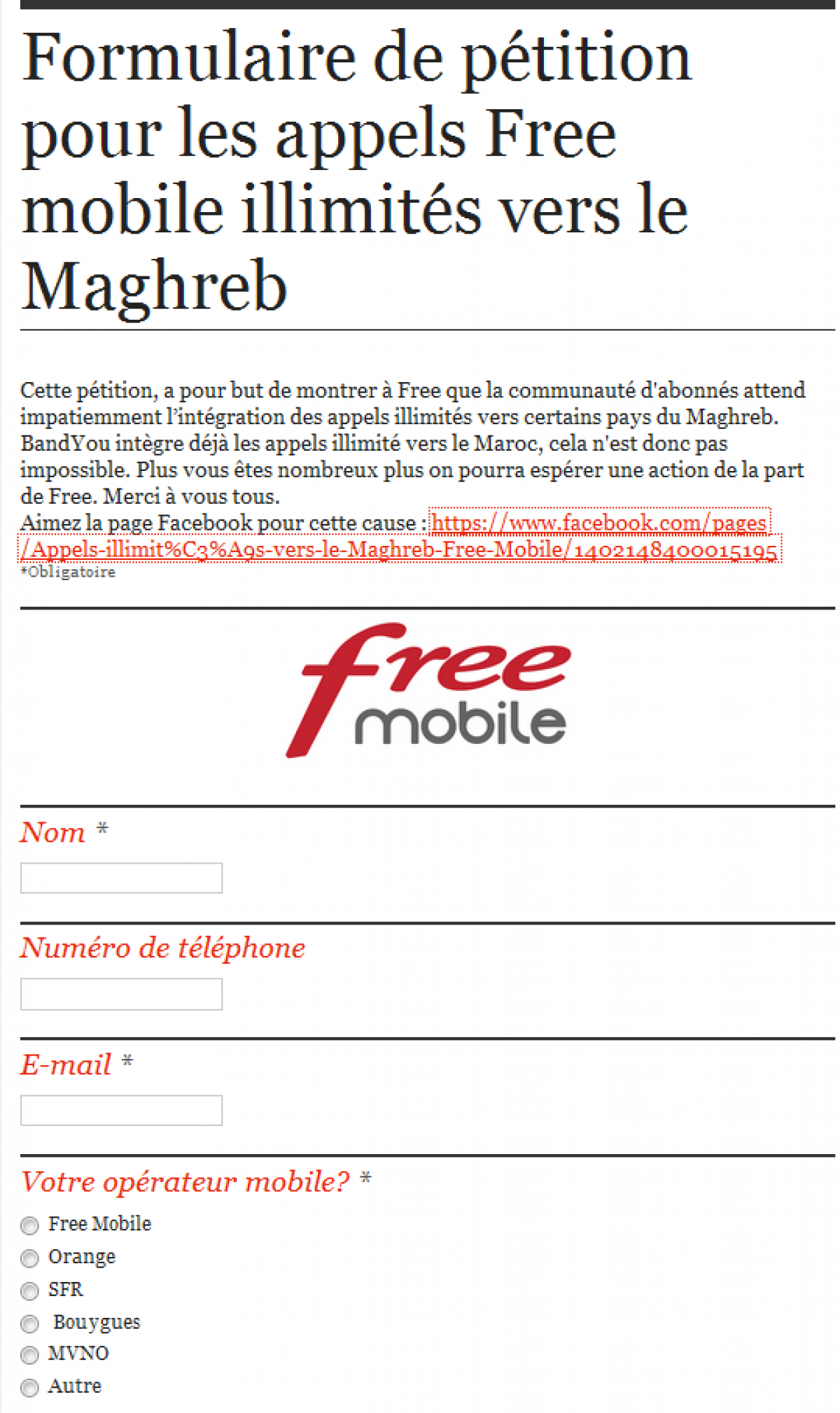 Des abonnés Free Mobile réclament les appels illimités vers le Maghreb