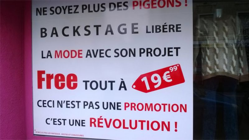 Clin d’œil : après les cigarettes ou les sandwiches, Free est utilisé pour vendre des vêtements