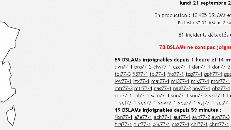 [MàJ] Incident réseau en Seine et Marne : 78 DSLAM indisponibles chez Free