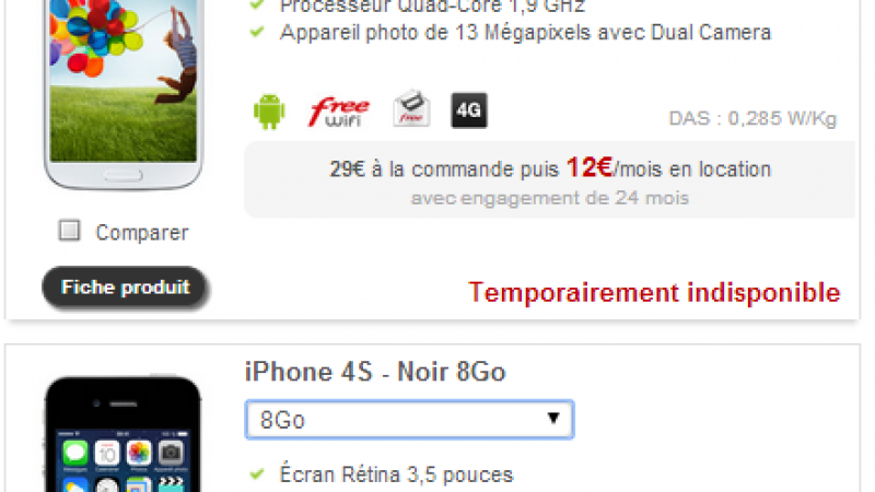 Boutique Free Mobile : le point sur les terminaux indisponibles