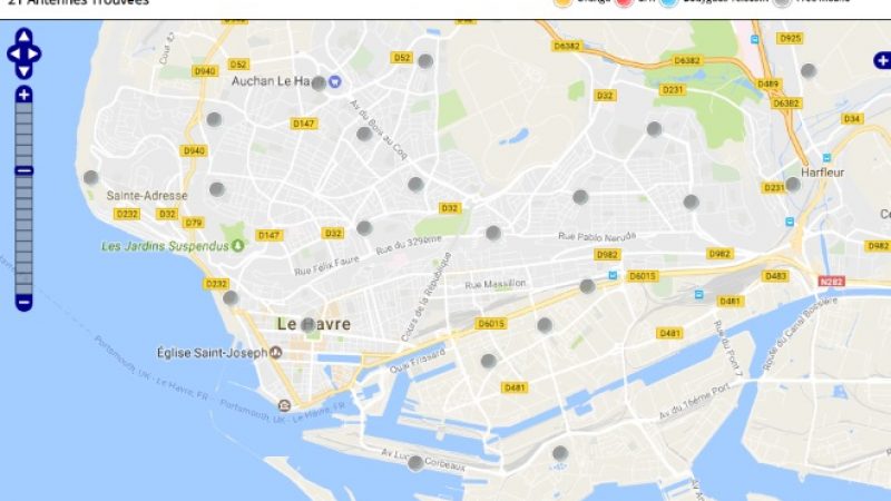 Découvrez la répartition des antennes mobiles Free 3G/4G sur Le Havre