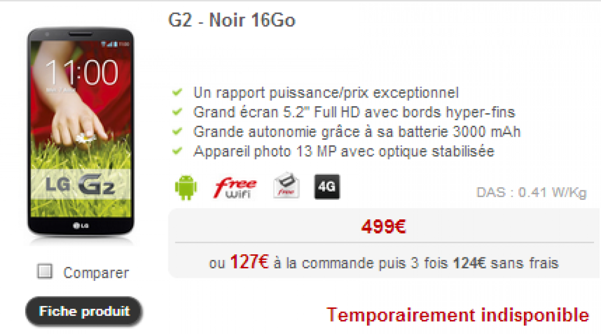 [MàJ]  le LG G2 n’est plus vendu par Free Mobile