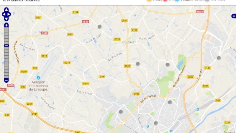 Découvrez la répartition des antennes mobiles Free 3G/4G sur Limoges