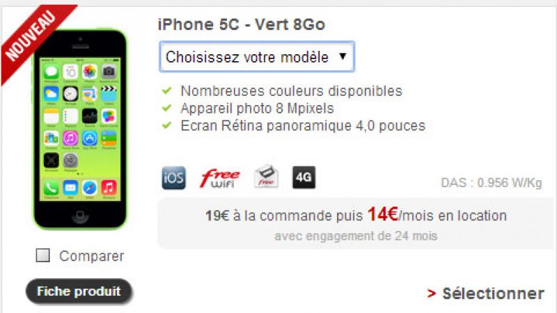 Free Mobile : l’iPhone 5c est désormais proposé en location