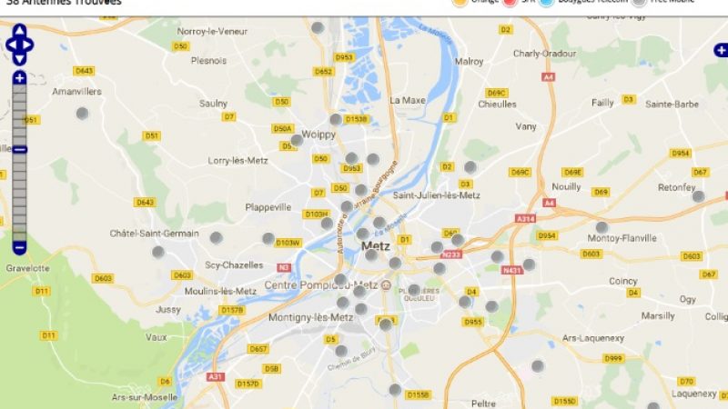 Découvrez la répartition des antennes mobiles Free 3G/4G sur Metz