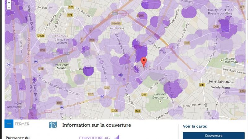Couverture et débit  4G Free Mobile : Focus sur Montreuil