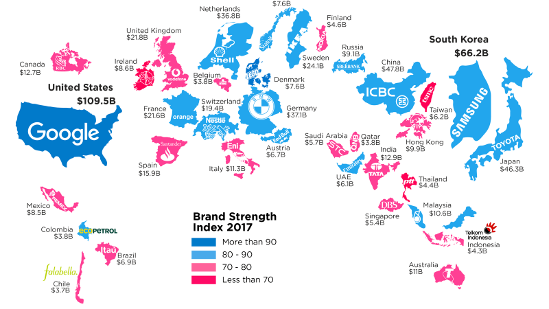 Classement Brand Finance : Google dépasse Apple, Orange est numéro 1 en France