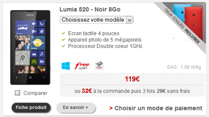 Free Mobile : des prix en baisse pour quatre smartphones de la gamme Lumia