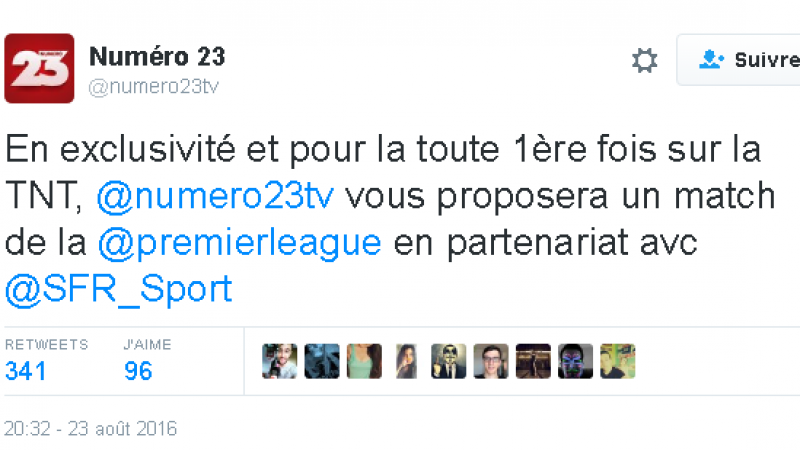 Numéro 23 s’allie à SFR Sport pour diffuser des matches de la Premier League en clair