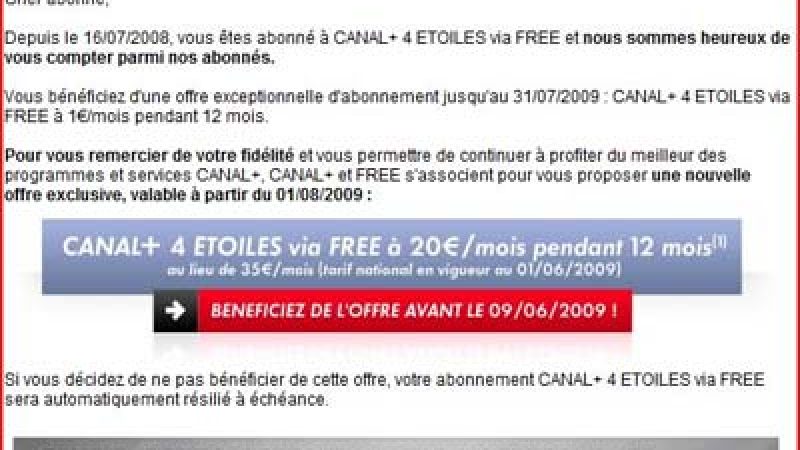 Canal+ veut séduire les abonnés Free de l’opération « Canal+ à 1 euro »