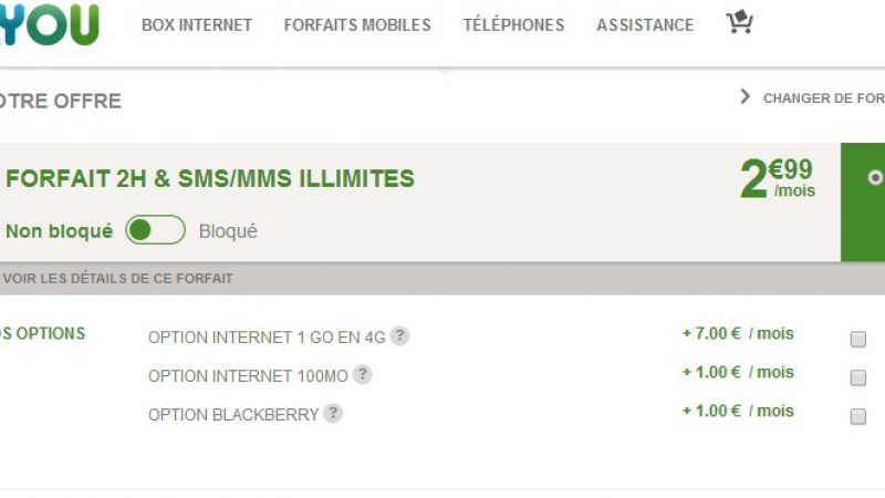 B&You : 2H, SMS/MMS illimités et 1 Go en 4G pour 9,99 €