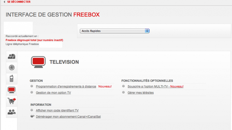 Freebox TV : Option TV disponible