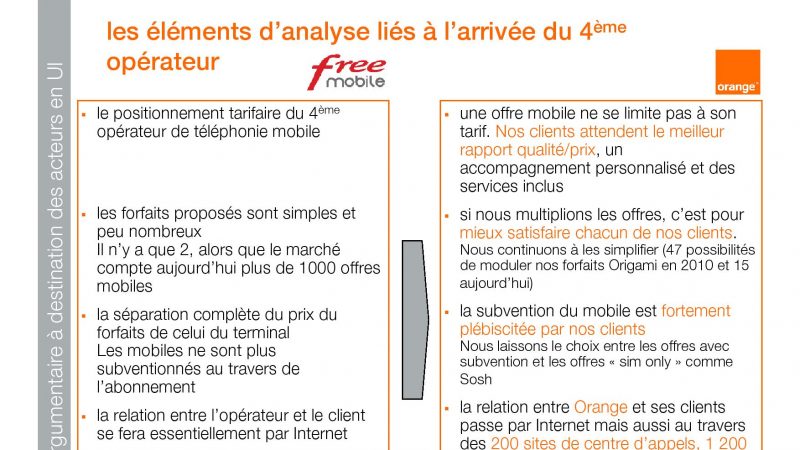 Orange propose un argumentaire à ses salariés pour limiter l’effet Free Mobile