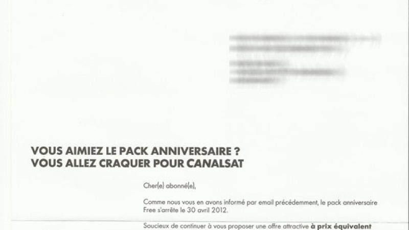 Nouveau pack anniversaire : envoi d’un courrier et explication de la facturation