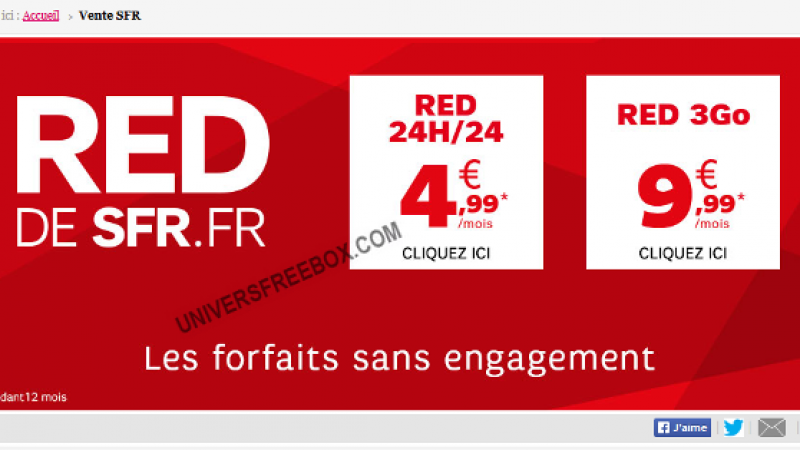 RED by SFR brade ses forfaits RED 24h24 et RED 3 Go sur Showroomprivé