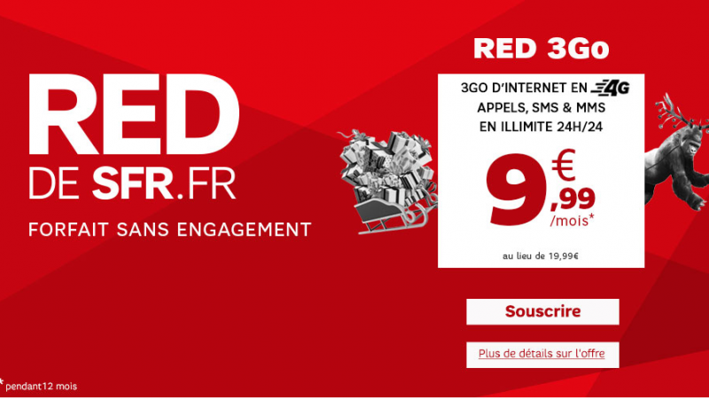 RED de SFR brade une nouvelle fois son forfait 3GO à 9,99 €