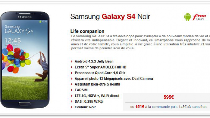 Free Mobile baisse le prix du Samsung Galaxy S4