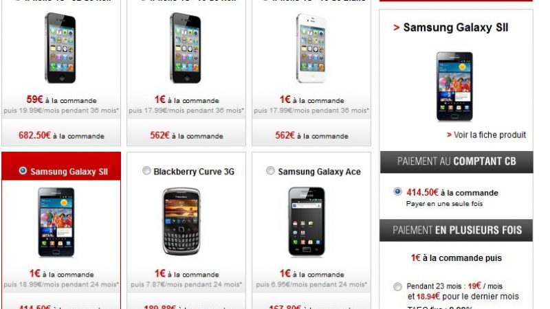 Free Mobile : Le Samsung SII est accessible à crédit à 9,99%