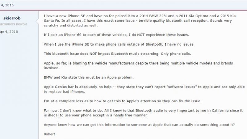 L’iPhone SE a bien des problèmes de Bluetooth