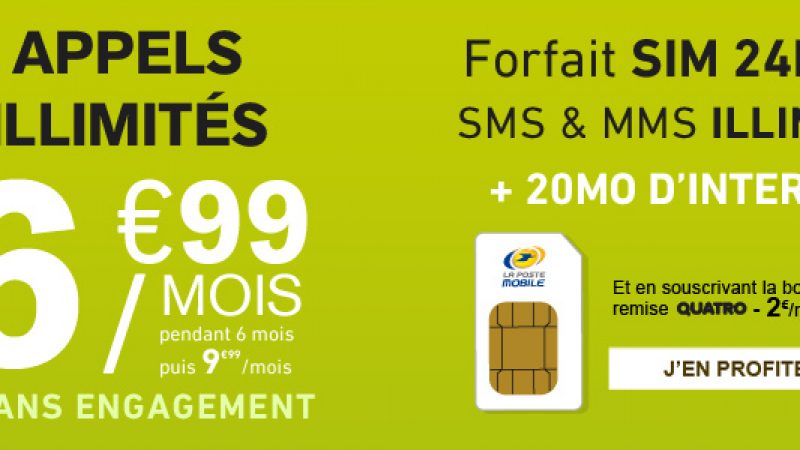 La Poste Mobile : de l’illimité et 20Mo de Data pour 6.99 euros par mois