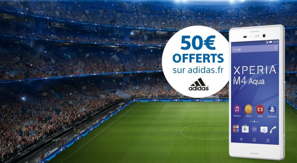 50€ offerts sur la boutique Adidas pour l’achat d’un Sony Xperia M4 Aqua