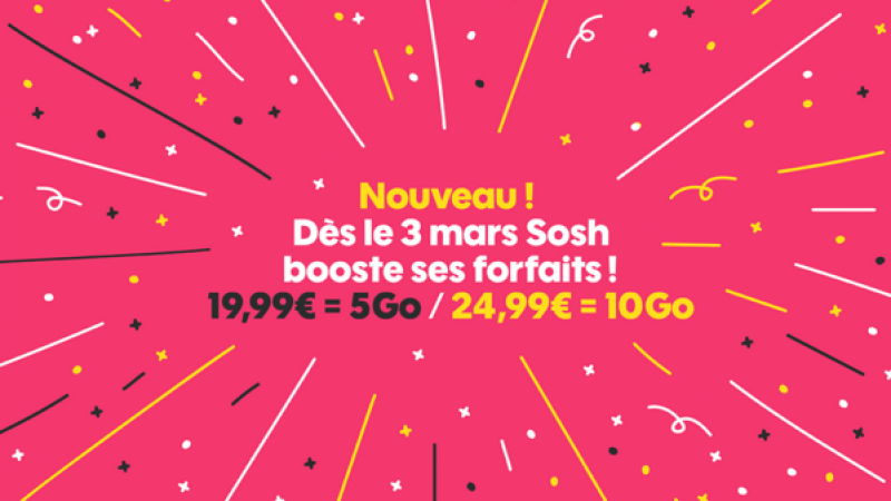 Sosh annonce qu’il augmente la quantité de data dans ses forfaits