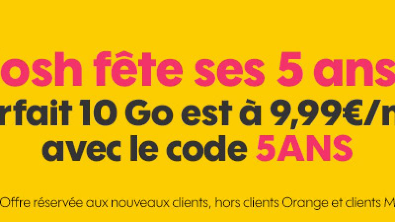 Pour ses 5 ans, Sosh lance une promo sur son forfait 10 Go