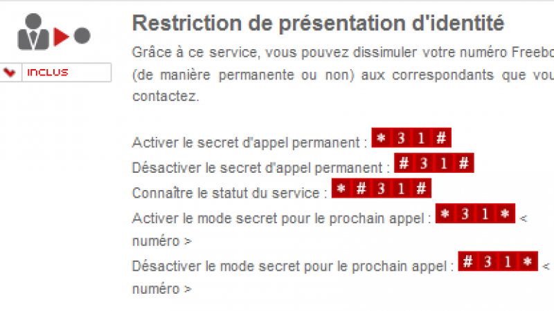 Téléphonie Free : les codes pour masquer/démasquer le numéro présenté changent