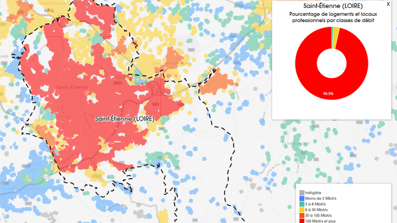 Découvrez les cartes du déploiement très haut débit à Saint Étienne