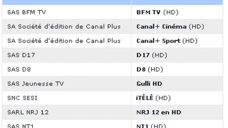 Le CSA a sélectionné 12 chaînes pour une diffusion HD sur la TNT