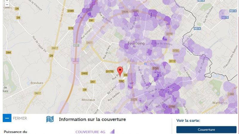 Couverture et débit 4G Free Mobile : Focus sur Tourcoing