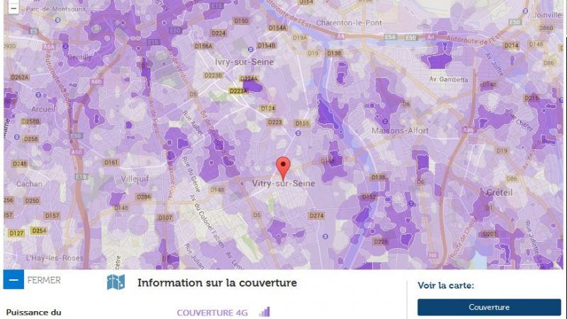 Couverture et débit 4G Free Mobile : Focus sur Vitry sur Seine