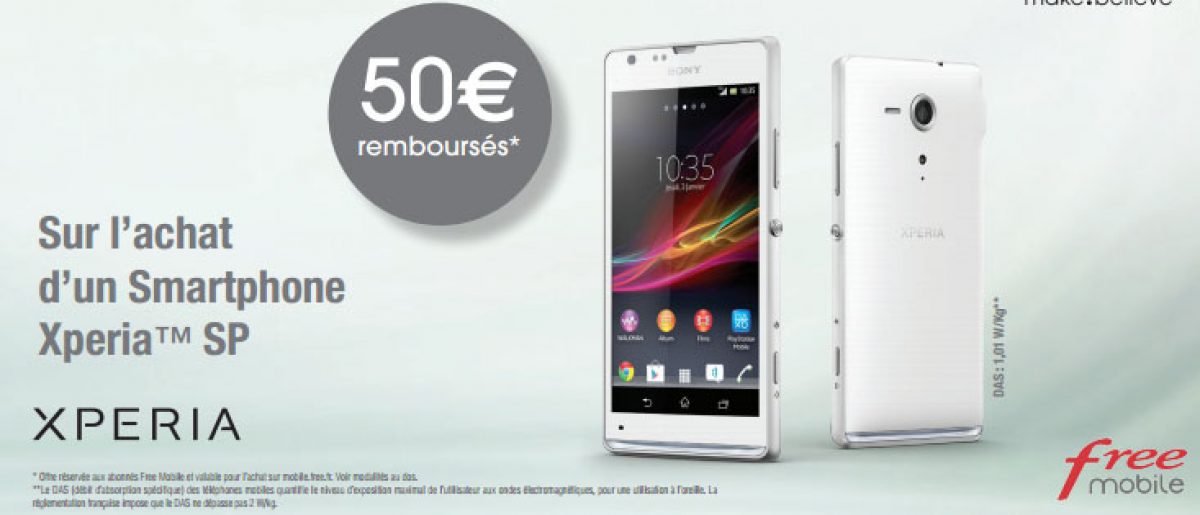 Free Mobile : le xPeria SP à moins de 250€ grâce à une ODR de 50€