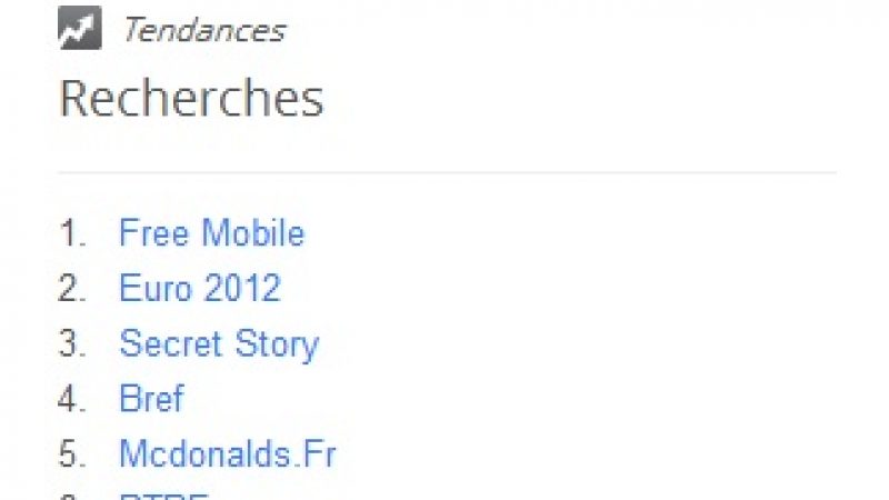 Free Mobile : Le top-recherche Français de Google en 2012
