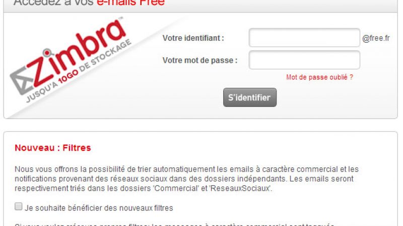 Free : mise en place d’un nouveau système de tri des mails avec Zimbra