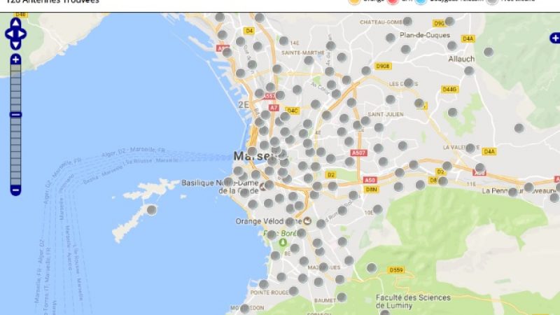 Découvrez la répartition des antennes mobiles Free 3G/4G sur Marseille