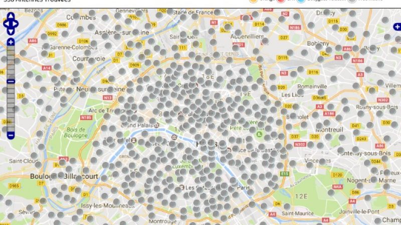 Découvrez la répartition des antennes mobiles Free 3G/4G sur Paris