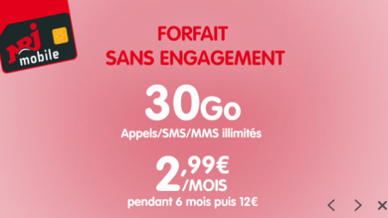 NRJ Mobile lance une offre promo avec un forfait mobile à 2,99€/mois, mais uniquement pendant 6 mois