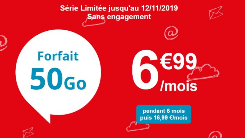 Auchan Telecom propose un forfait 50 Go en promo à 6,99 euros par mois