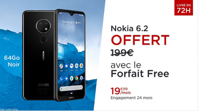 Free Mobile lance une offre spéciale : forfait Free 100Go + Nokia 6.2 offert pour 19,99€/mois