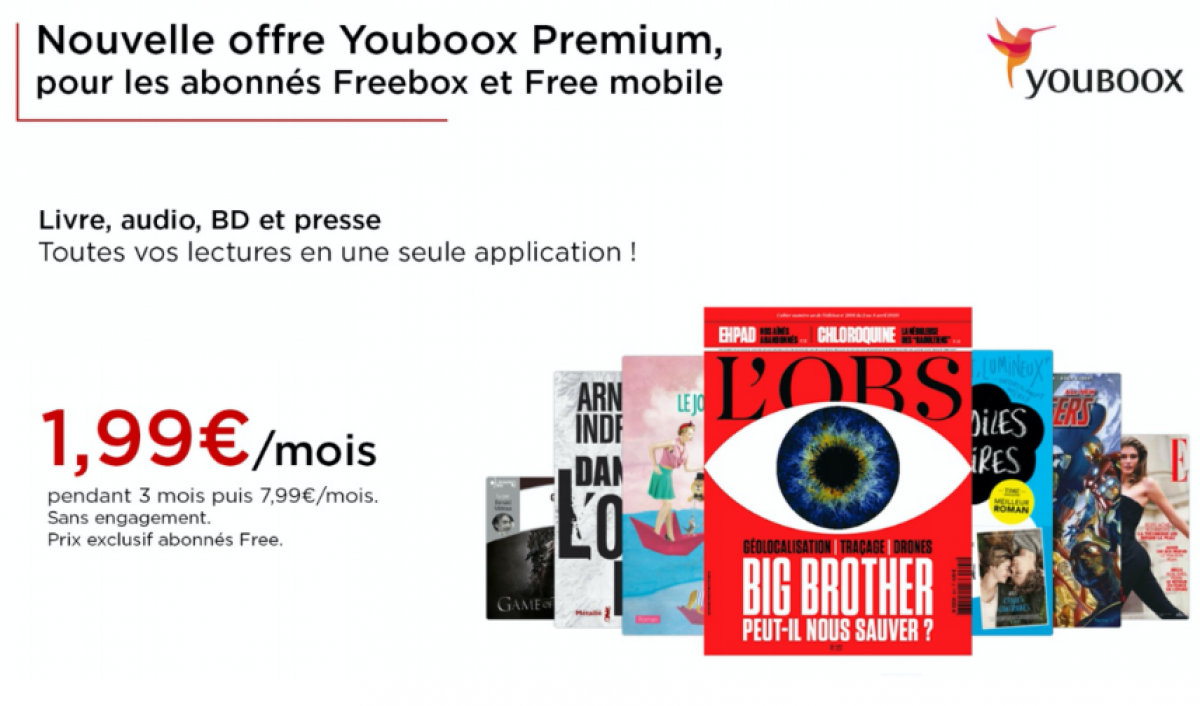 Free envoie un mail à ses abonnés afin de faire la promotion de son option Youboox, proposée à un tarif préférentiel