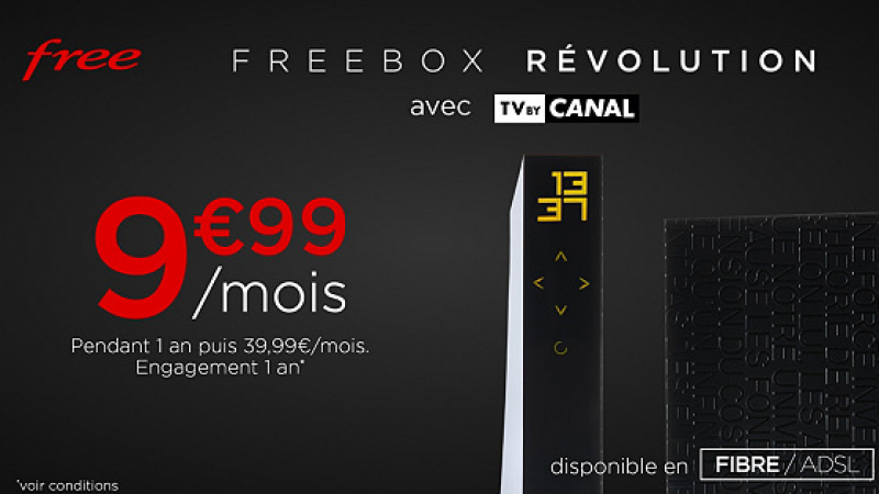 Free lance une Vente Privée, avec la Freebox Révolution + TV by Canal à 9,99€/mois