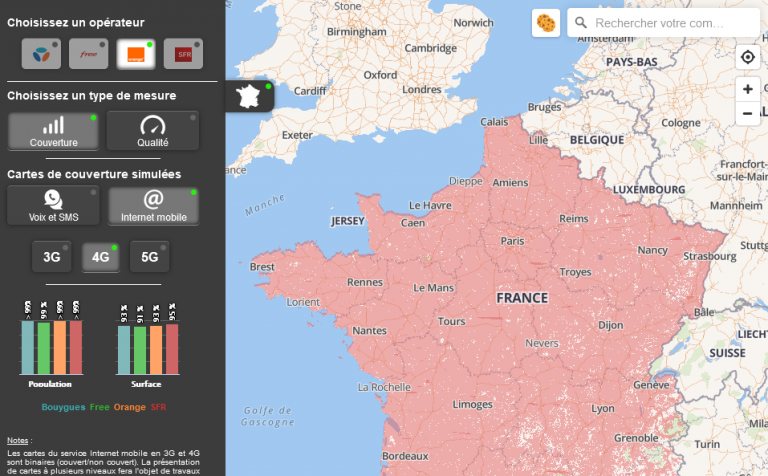 Orange, Free, SFR, Bouygues : l'Arcep met à jour sa carte de couverture ...
