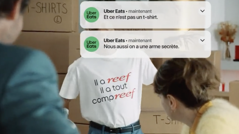 Clin d’oeil : Uber Eats tape l’incruste dans une publicité Reef de Free, et c’est cocasse