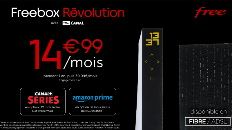 Free lance une vente privée avec la Freebox Révolution à 14,99€/mois, avec 2 services SVOD inclus