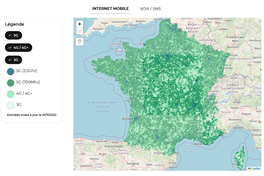 Free Mobile met à jour sa carte de couverture officielle et lui donne ...