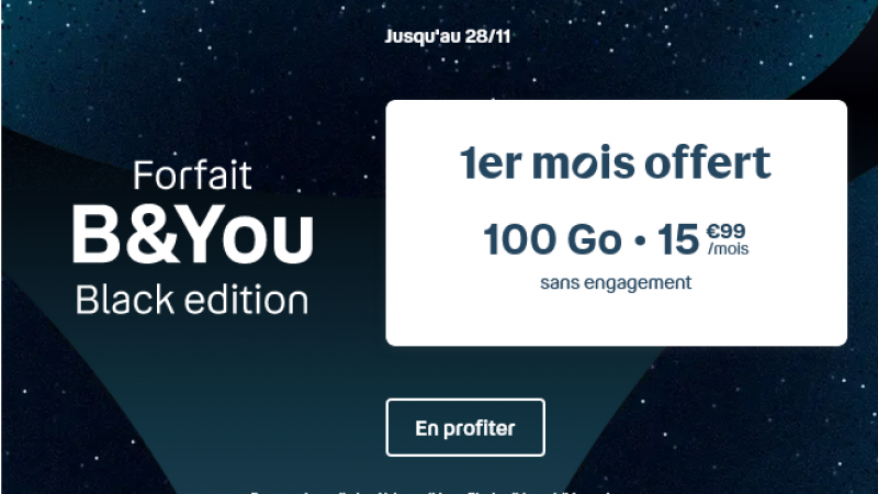 Bouygues Telecom lance un nouveau forfait mobile à 100 Go avec un mois gratuit