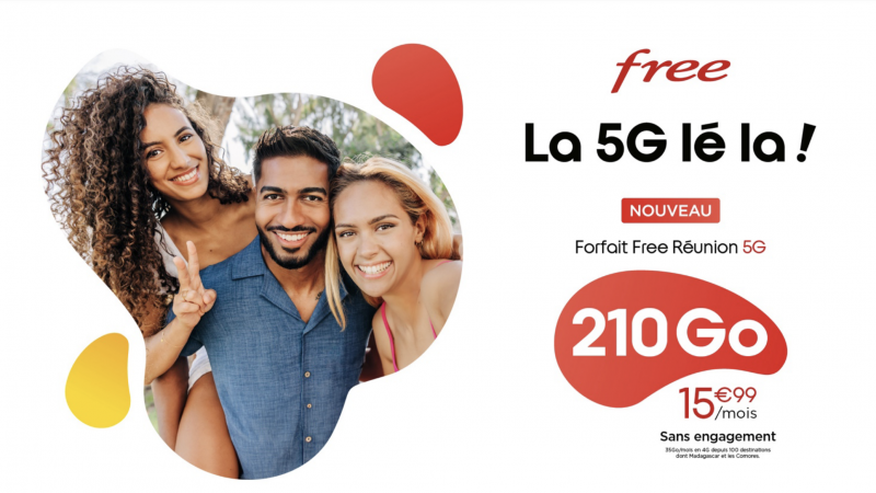 Free lance son forfait 5G à La Réunion