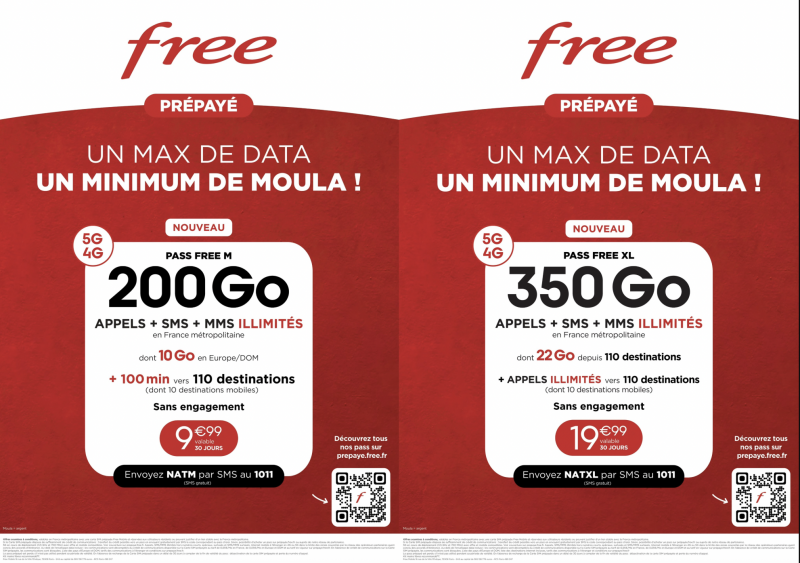 Carte SIM Prépayée Free Mobile - 200 Go Internet En 4G/5G + Appels/SMS/MMS Illimités En France - Neuf Sous Blister
